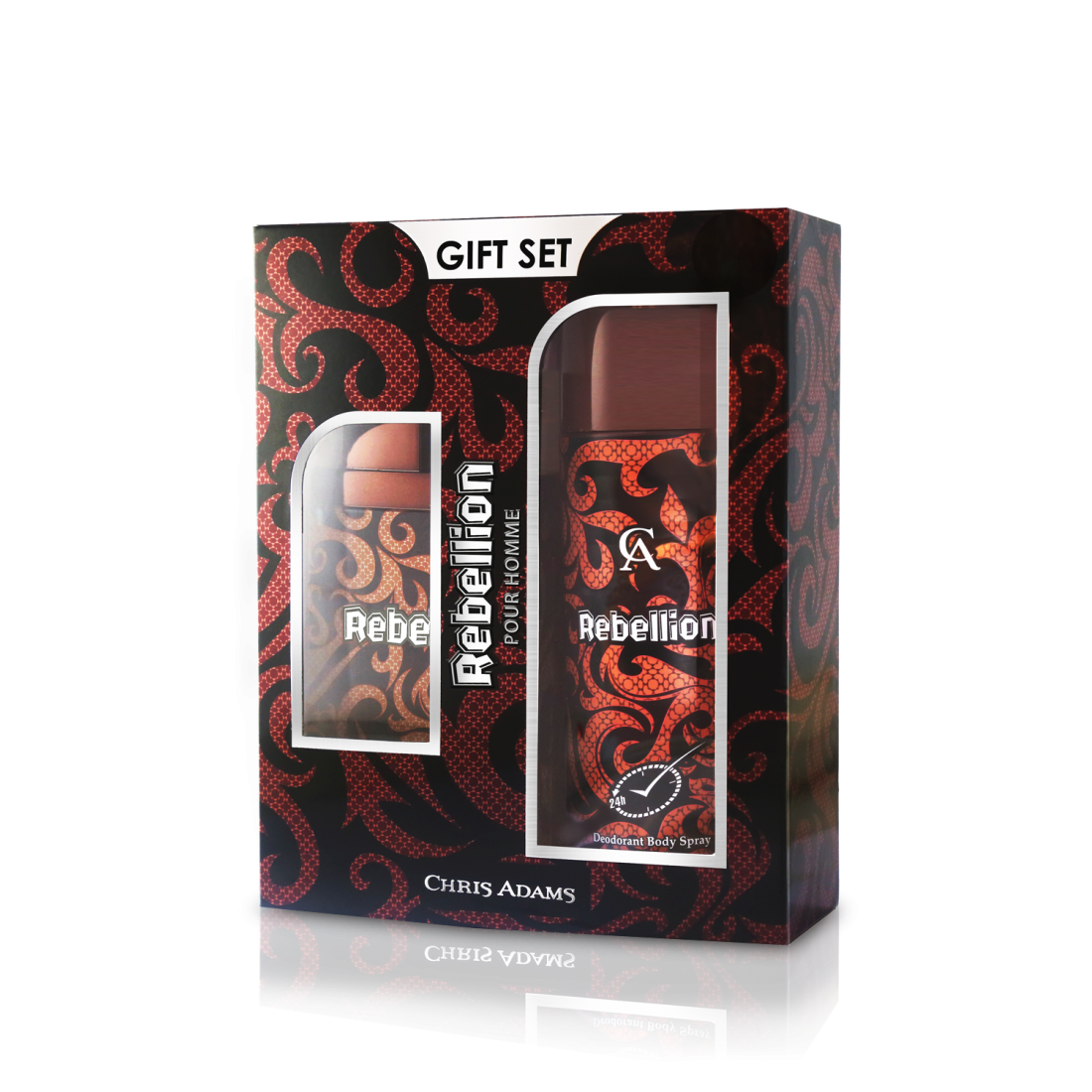 Chris Adams Rebellion Fragrance Gift Set ( 100ml EDP + 200ml Deodorant )