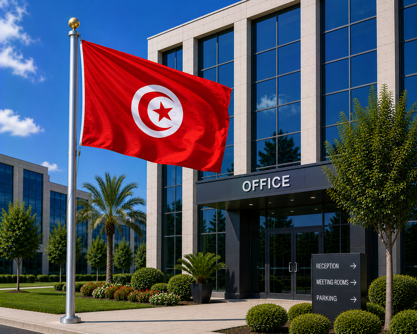 Tunisia Flag 150cm X 90cm Polyester Material Light Weight for Pole Hoist