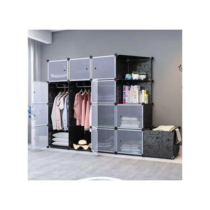 14 Cubes Wardrobe + 2 Corners + 1 Laundry Cube - Black/White