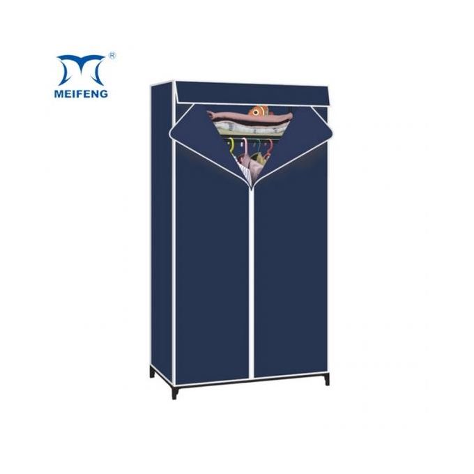 Portable Clothes Wardrobe with Hanging Rail Freestanding Fabric Clothes Wardrobe - Blue