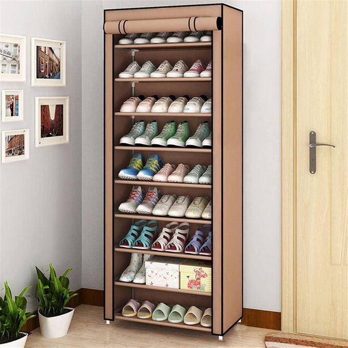 Lindy Single Row 9 Layer Shoe Wardrobe - Brown