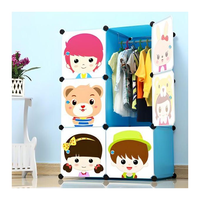 6 Cubes Wardrobe - Blue/Multicolor