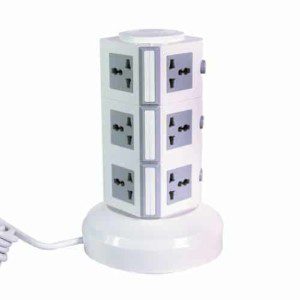 3 Layer Multi Plug Sockets with USB Port – White