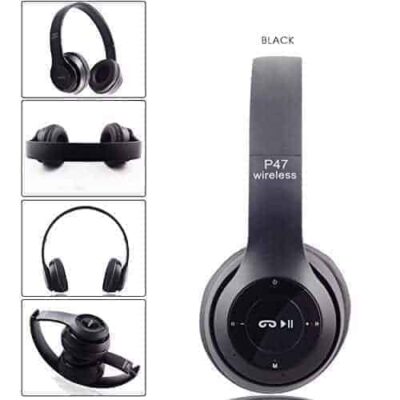 P47 Foldable Headphone - Black