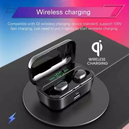 G6S Wireless Bluetooth Earphones with Charging Case – Black