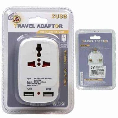 13A max 110-250V Travel Adapter With USB Ports - White