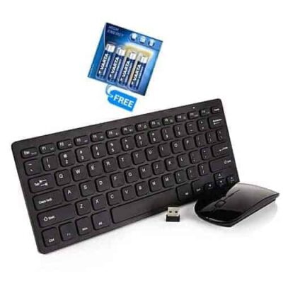 Wireless Keyboard & Mouse Combo - Black + FREE AAA Battery