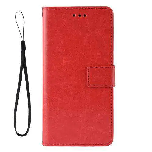 Infinix Hot 8 Case Leather Wallet Phone Case - Red