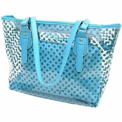Partially Transparent PVC Shoulder Bag - Blue
