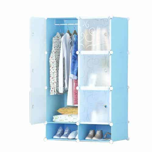 6 Cubes Plastic Wardrobe with Shoe Rack (Colour May Vary)