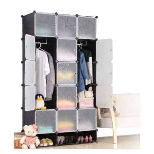 15 Cubes Plastic Wardrobe with Shoe Rack (Colour May Vary)