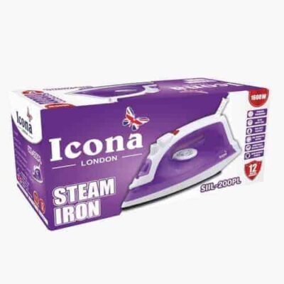 ICONA Nonstick High Quality Steam Dry Iron - 1600W - White/Purple