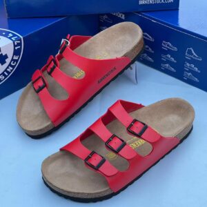 Triple Strap Red Birkenstock Sandals