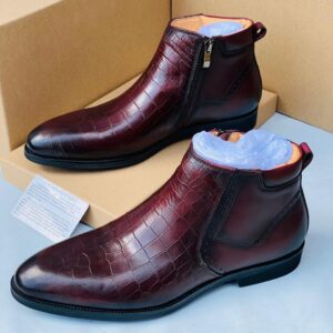 Frank Perry Burgundy Scaled Ankle Boot