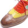 Mona Flying Women Leather Mixed Colors Perforated Lace Up Oxfords Brogues Wingtips Saddle Shoes for Work Ladies 2020 New FLX19-1