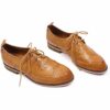 Mona Flying Womens Leather Oxfords Shoes Wingtips Comfort Hand-made Block Lace-up Dress Flat Classic Soft for Ladies FLX20-3