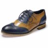 Mona Flying Women's Leather Oxfords Lace Up Mixed-Color Brogue Wingtip Derby Saddle Shoes for Work OL Ladies Girls B098-3