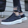 Chekich Black Sneakers for Men  Summer Casual Lace Up Flexible Fashion Walking Medium Height Sole