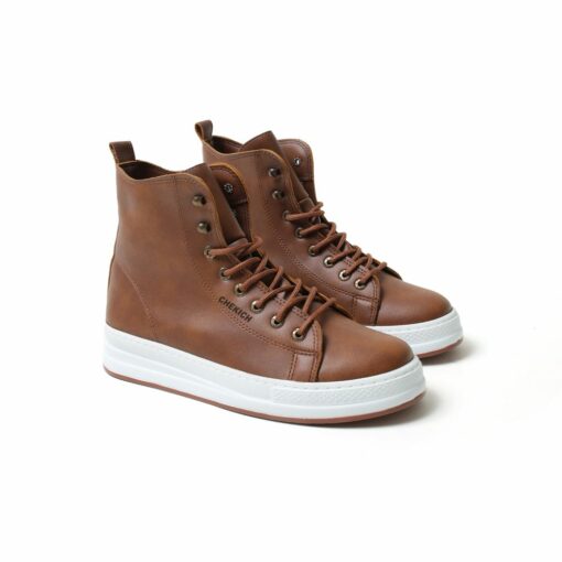 Chekich Brand Tan Color Artificial Leather Men Boots Winter Snow Lace Up Boots Leather Brown Sneakers
