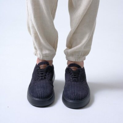 Chekich Casual Men s Shoes Black Color Lace Up Knitting Fabric Material Comfortable Use Summer Spring