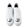 Chekich Casual Men s Sneakers White Color Artificial Leather Gray Mirror Decor Lace Up Stitched Comfortable