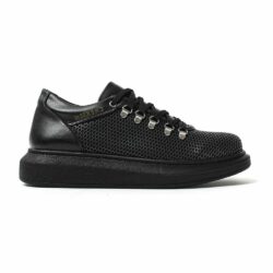 Chekich Casual Shoes For Men Full Black Artificial Leather Lace Up Spring and Autumn Comfortable Fashion