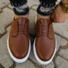 Chekich Classic Shoes for Men Tan Color Wedding Lace Up Faux Leather Brown Suit Wear Business