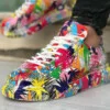 Chekich Men Women Shoes Colorful Printed Faux Leather Unisex Sneakers Lace Up Summer Pattern Orthopedic Skate