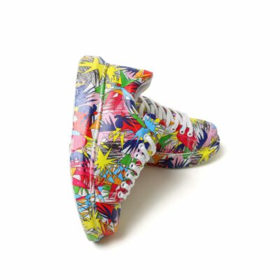 Chekich Men Women Shoes Multicolor Print Artificial Leather Unisex Sneakers Lace Up Graffiti Pattern Skateboard Orthopedic