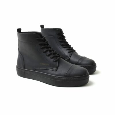 Chekich Men s Boots Full Black Artificial Leather Lace Up Closure Type  Spring Fall Sneakers