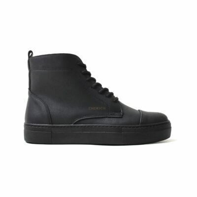 Chekich Men s Boots Full Black Artificial Leather Lace Up Closure Type  Spring Fall Sneakers