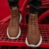 Chekich Men s Boots Tan Color Faux Leather Laces Spring and Fall Seasons Brown Sneakers Comfortable