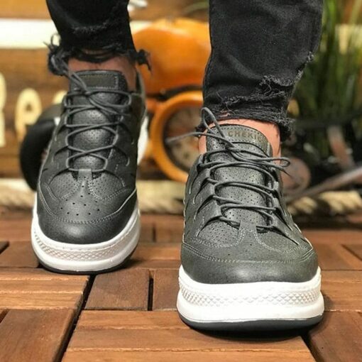 Chekich Men s Casual Shoes Anthracite Color Faux Leather Comfortable Spring and Fall Seasons  Fashion