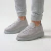 Chekich Men s Casual Shoes Gray Color Mesh Fabric Material Lace Up Stitched White Sole Breathable