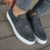 Chekich Men s Shoes Anthracite Artificial Leather Lace Up Spring Season Sneakers Casual High Outsole Comfortable