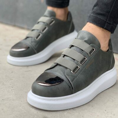 Chekich Men s Shoes Anthracite Color Elastic Band Closure Non Leather Spring Fall Seasons Slip On