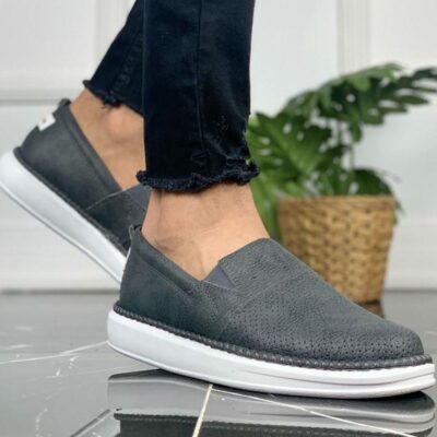 Chekich Men s Shoes Anthracite Color Faux Leather Slip On Spring Season Sneakers Casual Original Vulcanized