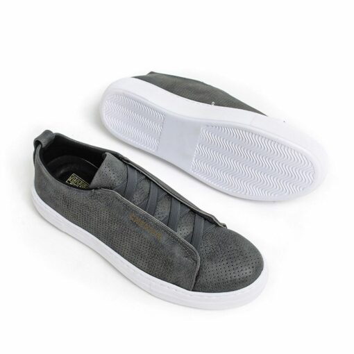 Chekich Men s Shoes Anthracite Faux Leather Elastic Band Closure Summer Season Slip On New Fashion