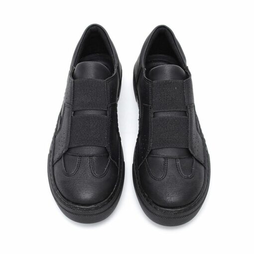 Chekich Men s Shoes Black Color Artificial Leather Elastic Band Closure Type Spring and Autumn Casual