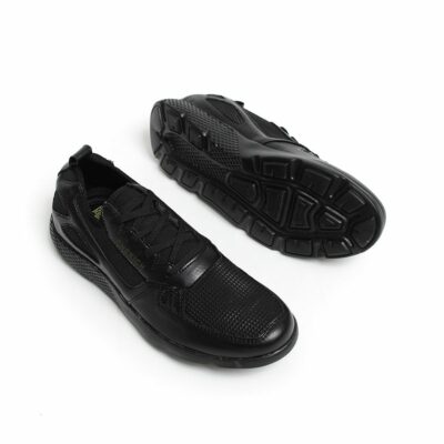 Chekich Men s Shoes Black Color Artificial Leather Sneakers Lace Up Summer Spring Seasons Air Breathable