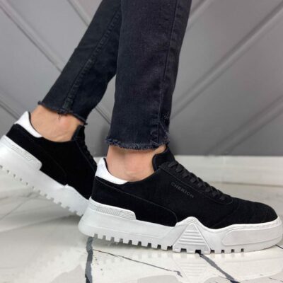 Chekich Men s Shoes Black Color Lace Up Closure Type Spring Season Breathable Comfortable Casual Male