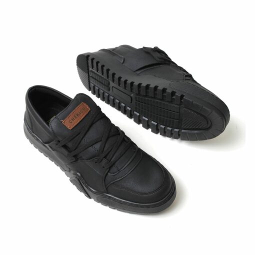 Chekich Men s Shoes Black Color Lace Up Spring and Fall Seasons Breathable Sneakers Comfortable Casual