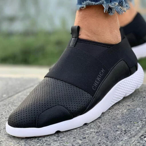 Chekich Men s Shoes Black Color Slip On Summer Season Breathable Casual Sport Air Lightweight Gym