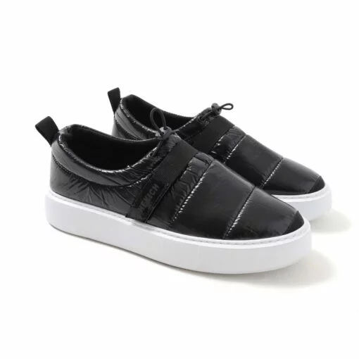 Chekich Men s Shoes Black Color Sneakers Artificial Leather Stitched Comfortable High White Sole Lightweight Odorless
