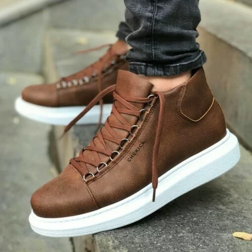 Chekich Men s Shoes Brown Tan Non Leather Spring Autumn Seasons Lace Up Shoes Snow Ankle