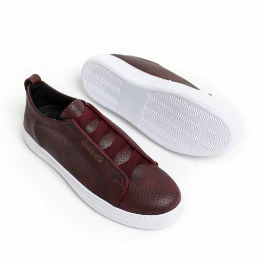 Chekich Men s Shoes Claret Red Artificial Leather Elastic Band Fall Season New Fashion Casual Breathable