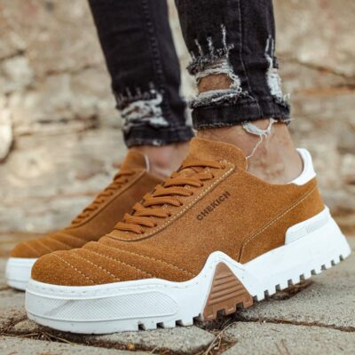 Chekich Men s Shoes Tan Color Laces Summer Season Breathable Comfortable Brown Casual Male Sneakers Lightweight