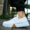 Chekich Men s Shoes White Color Lace Up Artificial Leather Spring and Autumn Seasons  Breathable