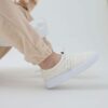 Chekich Men s Shoes White Color Velcro Closure Artificial Leather Stitched Comfortable Sole Odorless Lightweight Sneakers