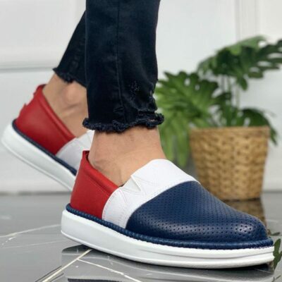 Chekich Men s Shoes White Colors Artificial Leather Slip On Summer Season Sneakers Casual Sport Walking